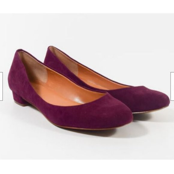 J. Crew G8998 Maroon Lily Suede Covered Heel Flats Round Toe Sz 6.5